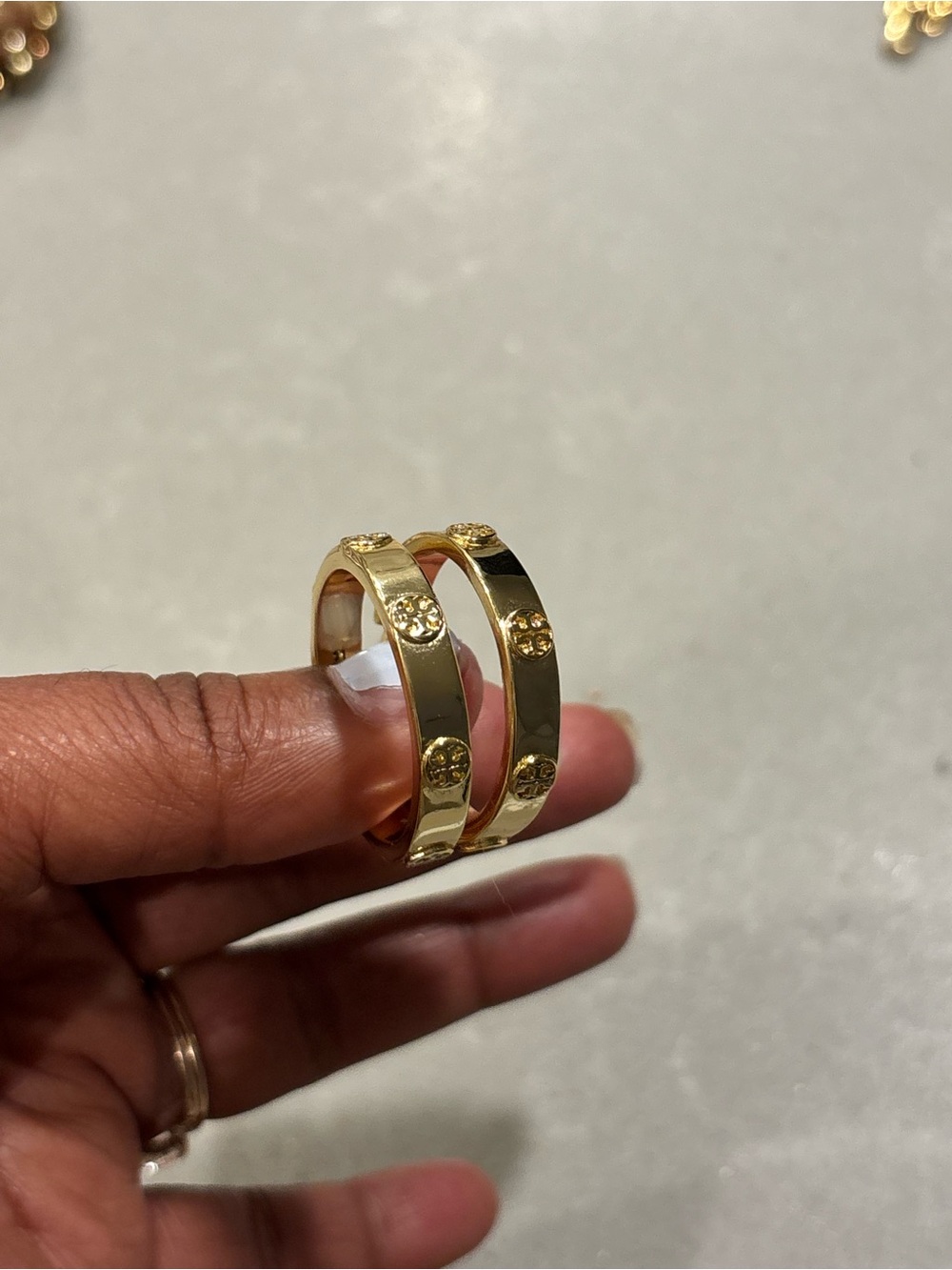 Tory Burch Gold-Tone Logo Hoop Earrings - Picture 5 of 5